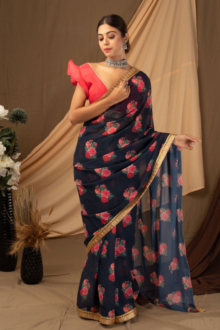 Ynf Vickat Silk Fancy Festive Wear Georgette Printed Designer Saree Collection